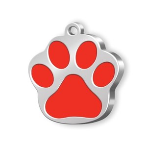 Placa de Identificación para Mascotas, Diseño de Pata Pequeña, Color Rojo, Metal, para Perros y Gatos - Product Image 1