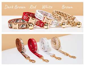 ชุดสายจูงลูกแมวทำจากผ้าฝ้ายพร้อมกระดิ่งที่ปรับแต่งเองได้ปลอกคอแมวไม่แตกหักสำหรับเป็นของขวัญสำหรับสัตว์เลี้ยง - Product Image 4