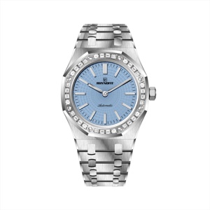 Polygonal <b>Watch</b> Case Solid Steel <b>Watch</b> Bracelet with Small Link Diamonds Bezel Screw Crown Indexes Dial Super Luminous Hands - Product Image 5