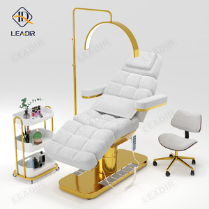Luxe gouden beauty <span class=keywords><strong>salon</strong></span> elektrisch verstelbare massagetafel met 3 motoren, gezichts- en wimpertafel, salonmeubilair - Product Image 3