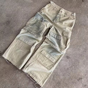 Jean baggy vintage taille haute personnalisé en denim délavé 100 % coton avec poches cargo convertibles pour homme - Product Image 3