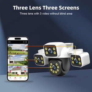 Kamera jaringan WiFi nirkabel antiair, kamera IP PTZ Tuya Smartlife 3 lensa luar ruangan antiair WiFi, kamera keamanan rumah - Product Image 2