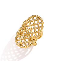 Anillo Clásico Hueco J&D Jewelry, Chapado en Oro de 18K, Acero Inoxidable, Zirconia, Anillo Abierto de Malla Lineal Hueca Multicapa