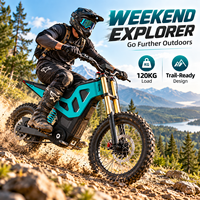 Moto électrique tout-terrain à pneus larges 48V 22.5AH à double suspension, 55 km/h, pour adultes, disponible depuis l'entrepôt d'outre-mer
