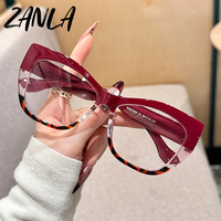 Lunettes de lecture anti-lumière bleue 2026 pour femmes, design tendance œil de chat léopard rouge, monture PC patchwork