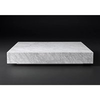 Centre de table rectangulaire simple moderne de luxe table basse en pierre de marbre noir naturel pour le salon