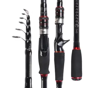 Joran pancing laut teleskopik karbon 24T, tongkat pancing Spinning Casting portabel 1.65m-3.6m sangat tahan lama untuk memancing pengguna perjalanan & Berkemah