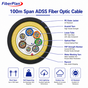 Câble à fibres optiques ADSS Asu 24 et 48 fibres, 6, 12, 48, 96, <span class=keywords><strong>144</strong></span> Hilos, câble à fibres optiques à gaine simple ADSS en <span class=keywords><strong>fibre</strong></span> <span class=keywords><strong>optique</strong></span> - Product Image 2