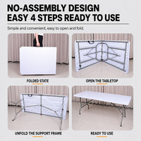 Table pliante creuse moulée par soufflage de 180 cm en plastique HDPE, table longue portable pour le camping en plein air, les pique-niques, les fêtes et les événements