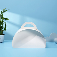 Boîte en papier d'emballage pour gâteaux sandwichs, macarons au chocolat, écologique, de qualité alimentaire, semi-circulaire, à main, en carton blanc imprimé sur mesure
