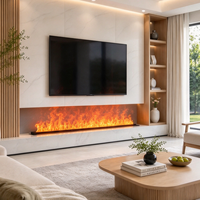 Cheminée électrique à vapeur d'eau linéaire personnalisée, effet flamme 3D, insert encastrable, contrôle par application à distance pour mur TV
