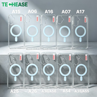 Coque de téléphone TechEase anti-jaunissement transparente avec anneau magnétique en TPU+acrylique, compatible charge sans fil et antichoc pour S25 Ultra