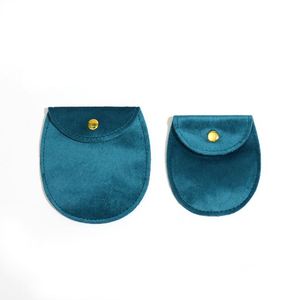 Pochettes à bijoux ovales en velours doux recyclables de 3,5 x 3,9 pouces avec fermeture à bouton pour bagues, bracelets, boucles d'oreilles et colliers en pierres précieuses - Product Image 4