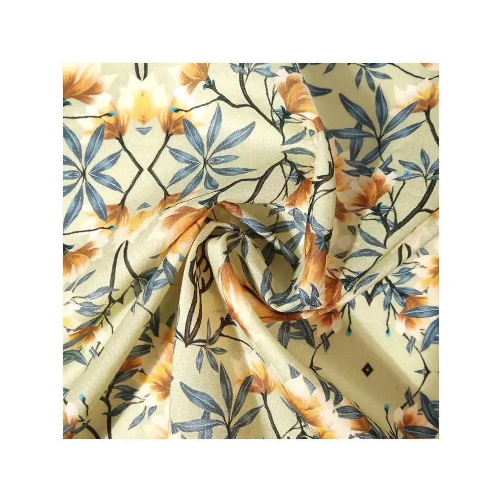 Yeni stil sıcak satış İpek pamuk karışık kumaş küçük çiçek dijital baskı kumaşlar kız elbise gömlek bluz