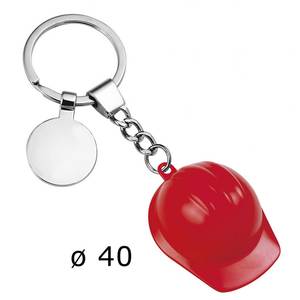 Llavero de Metal Rojo con Forma de Casco, D=40mm, Estilo Único y Duradero - Product Image 1