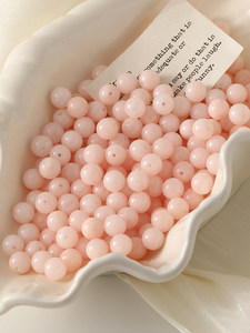 ลูกปัดกลมสีชมพูธรรมชาติจากหินแคลเซโดนีสีชมพูเชอร์รี่บลอสซัม สำหรับทำเครื่องประดับ DIY เช่น สร้อยข้อมือ สร้อยคอ และอุปกรณ์ตกแต่งเครื่องประดับ - Product Image 1