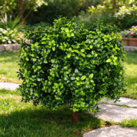 Boule de topiaire artificielle en buis avec piquet de fixation, fausse verdure pour la décoration de jardin et aménagement paysager