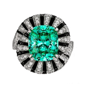 High Quality Jewelry Eco-friendly Copper Silver Plated 10*12mm Green Zircon Unique Spiral Design <b>Rings</b> for Bold Creative Style - Product Image 1
