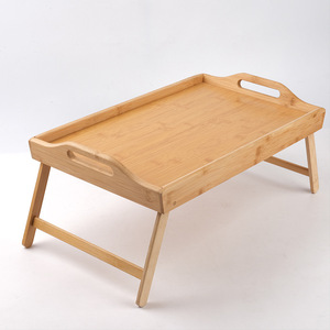 ถาดเสิร์ฟไม้ไผ่ 50x30x22 ซม. พับได้พร้อมขาตั้ง ถาดวางชาทรงสี่เหลี่ยมผืนผ้า สำหรับใช้ในครัวเรือน - Product Image 1