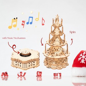 Caja de Música de Madera 3D con Forma de Árbol de Navidad, Rompecabezas Armonioso de Tamaño Personalizado para Regalo de Fiesta Navideña - Product Image 5