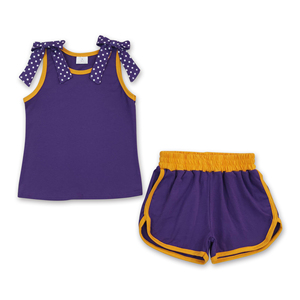 RTS/OEM/ODM Game Day Mädchen-Teamoutfits, Ärmelloses Schleifentop und Shorts-Set Mädchenbekleidung für Fußballspiele und Ausgeh-Looks - Product Image 6