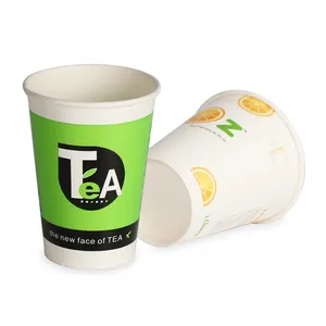 Custom Printer Compostable Single Layer Paper Cup Pla Coating Personalised Take Away Paper Cups Sleeve