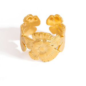 Bagues de mode en acier inoxydable, motif étoile de mer et floral, bijoux de fête unisexe, forme géométrique, origine Yiwu JZ21549, sans sertissage - Product Image 5