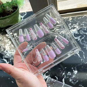 Whole sale Plastic Square Empty Fake False Nail Storage Box Clear Nails Packaging Container for sale