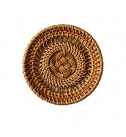 Assiette de présentation en rotin tressé à la main, set de table en rotin naturel résistant à la chaleur pour mariage, fête, maison, restaurant, décoration de table