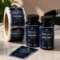 Étiquette autocollante personnalisée pour flacon de médicament ou de vitamine, laminée holographique, imperméable, adhésive, imprimée, pour compléments alimentaires