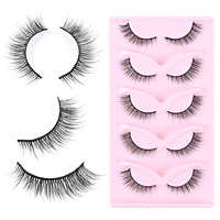 Nouvelles 5 paires de faux cils style renard légers, 5D naturels volumisants, allongeant la queue, effet œil de chat