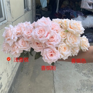 Bouquet de fleurs artificielles en soie rose bleu rouille automnal LUYI-Design pour la décoration de mariage et de la maison - Product Image 5