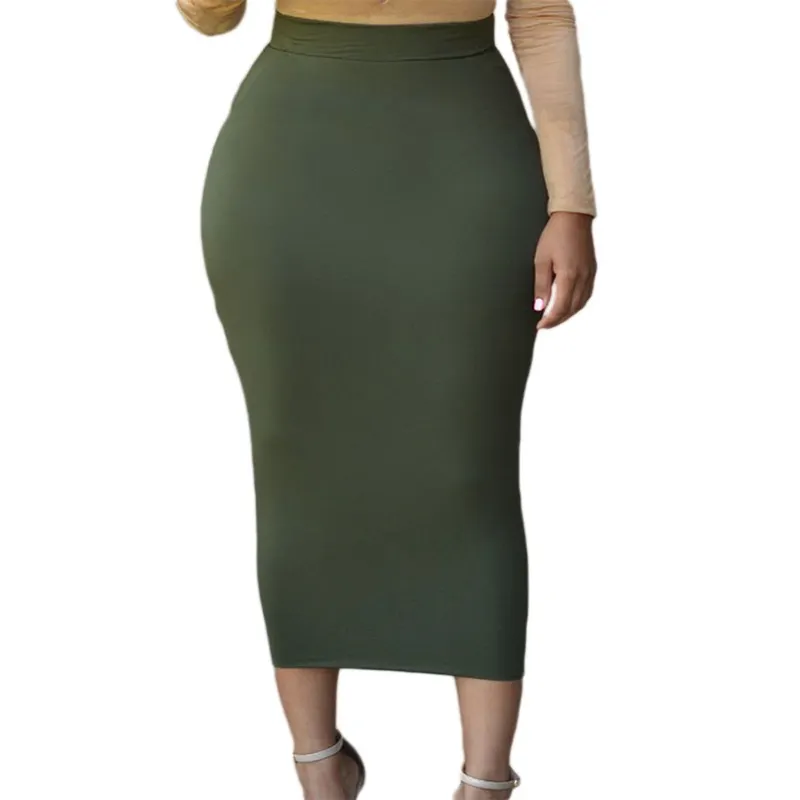 Summer Silk Milk Skirts Bodycon Navy Army Green Grey Elastic Waist Mermaid Skirt Work Ol Wear Pencil Skirts 2xl 30%