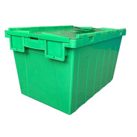 Caisse de rangement en plastique multifonctionnelle, empilable et recyclable avec couvercle, boîte solide de qualité alimentaire et pharmaceutique, conteneur bleu