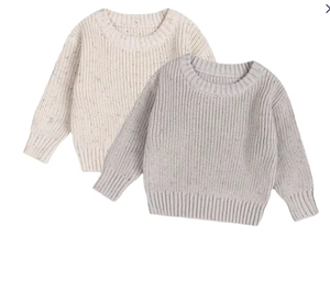 Pull pour bébé à col rond, pull pour filles et garçons, printemps, automne, hiver, pull de base en tricot pour bébé, pull de base pour enfants - Product Image 1