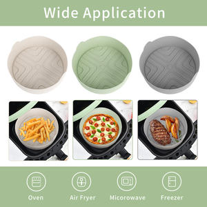 Juego de 5 Forros de Silicona Redondos de 7.5 Pulgadas para <span class=keywords><strong>Freidora</strong></span> de <span class=keywords><strong>Aire</strong></span>, Platos y Moldes para Hornear con Mini Guantes de Horno - Product Image 3