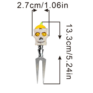 Halloween Skull Cheese Fork Stainless Steel Creative Resin Handle Party Tableware For Cheese Serving - Product Image 3