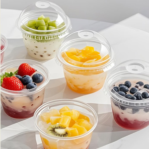 Cốc nhựa dùng một lần với mái vòm nắp cho Ice Cream món tráng miệng ly Snack Bát tùy chỉnh in 5oz 8oz Pet miễn phí đồ uống trong suốt - Product Image 2