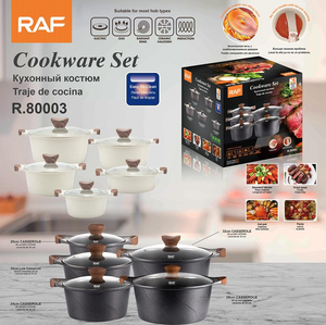 Juego de Utensilios de Cocina RAF R.80003 Modernos y Ecológicos de <span class=keywords><strong>Aluminio</strong></span> <span class=keywords><strong>Fundido</strong></span> Antiadherente con Fondo de Mármol para Cocina de Gas - Product Image 3