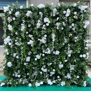 Panneau mural floral artificiel en soie blanche et verte A-1938 pour mariage et remise de diplôme, décorations florales 5D, toile de fond murale florale 8ft <span class=keywords><strong>x</strong></span> 8ft - Product Image 5