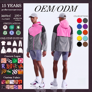 Chaqueta Deportiva Personalizada para <span class=keywords><strong>Hombre</strong></span>, de Nailon con Bloques de Color, Impermeable, Resistente al Viento, de Secado Rápido, Transpirable, con Capucha, Cierre y Protección UV, Ligera - Product Image 1