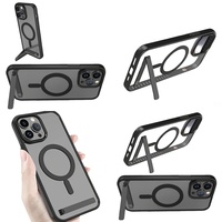 Casing Kristal Magnetik Transparan dengan Stand untuk iPhone 15 Pro Max 17 Air 16 14 13 12 Plus 11, Case Back Cover dengan Holder