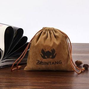Custom Logo Drawstring <b>Bags</b> for Daily Usage Canvas Printed Cotton Linen Velvet Felt with Rope Handle for Jewelry Gift Packaging - Product Image 3
