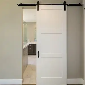 Белая грунтовка, раздвижной деревянный сарай, 4 панели, стильная Внутренняя дверь квартиры, внутренняя дверь с металлическим роликом