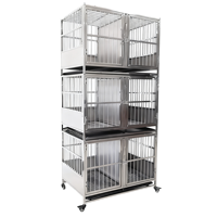 Cage Moderne pour Animaux de Compagnie en Acier Inoxydable, Moyenne/Grande, 6 Portes, Sécurisée, Écologique, Capacité 50 lb, avec Plateau en Plastique, Utilisation Polyvalente