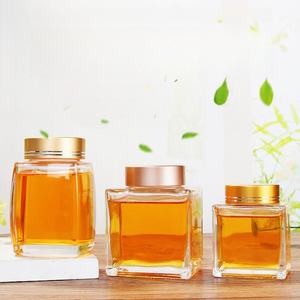 Luxury High Quality Square Glass Honey Packaging Jar 180ml 730ml <strong>Gold</strong> Cap Reusable Thick Glass Container for Canned Food Screw - Product Image 3
