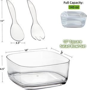 Tazones para servir de mezcla de ensalada acrílica transparente grande para fiesta de cocina con tenedores y cucharas - Product Image 3