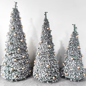 Árbol de Navidad Plegable Tipo <span class=keywords><strong>Pagoda</strong></span> con Nieve Artificial, Pino Artificial Retráctil con Luces LED, Diseño Ecológico, Decoración Navideña para Hogar y Oficina - Product Image 5