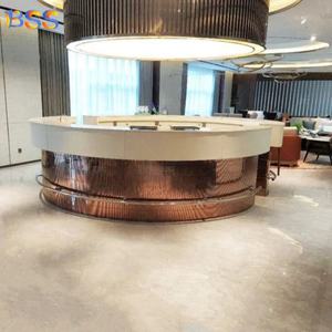 Comptoir de bar rond, design de bar à boissons, meilleur prix, comptoir de bar à cocktails moderne contemporain avec dessus en marbre personnalisé - Product Image 4