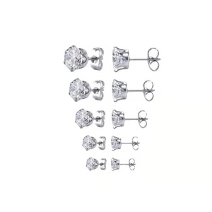 <b>Stud</b> <b>Earrings</b> Zircon Claw Setting Zinc Alloy Minimalist Unisex Fashion Jewelry Dongguan Origin - Product Image 1